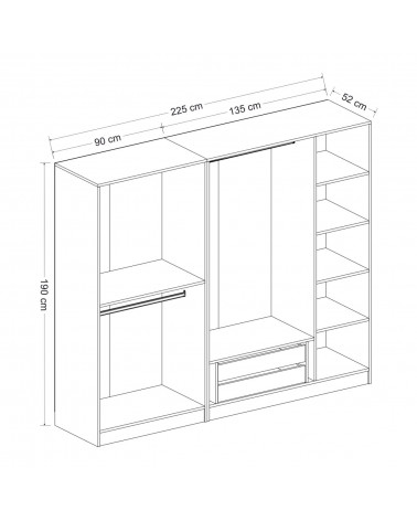 Luci d'ebano armadio rovere 206 x 210 x 64 cm