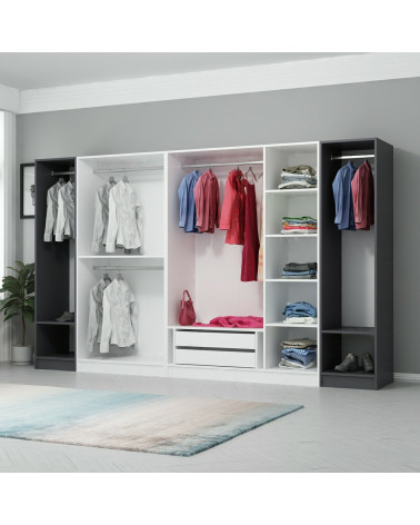 Armoire 6 Portes Blanc anthracite 270 x 52 x 190