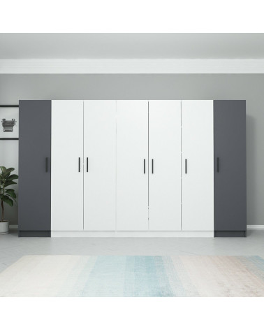 Armoire 6 Portes Blanc anthracite 270 x 52 x 190