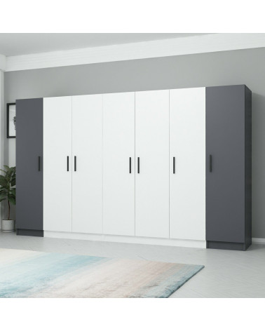 Armoire 6 Portes Blanc anthracite 270 x 52 x 190