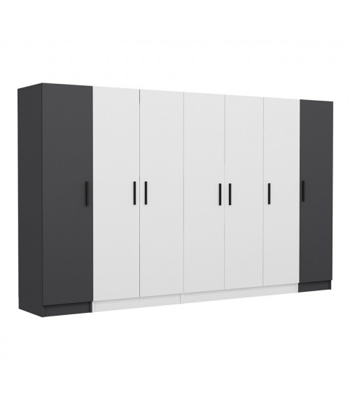 Armoire 6 Portes Blanc anthracite 270 x 52 x 190