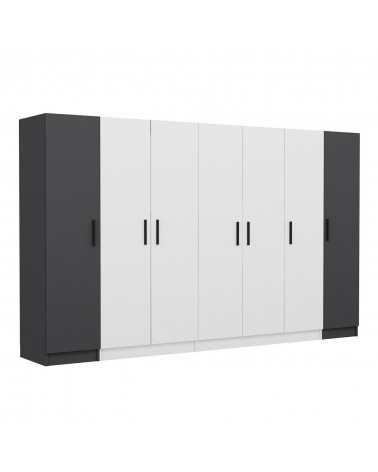 Armoire 6 Portes Blanc anthracite 270 x 52 x 190