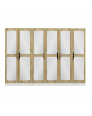 Armoire Miroir 6 Portes Noyer Pera 270 x 52 x 190