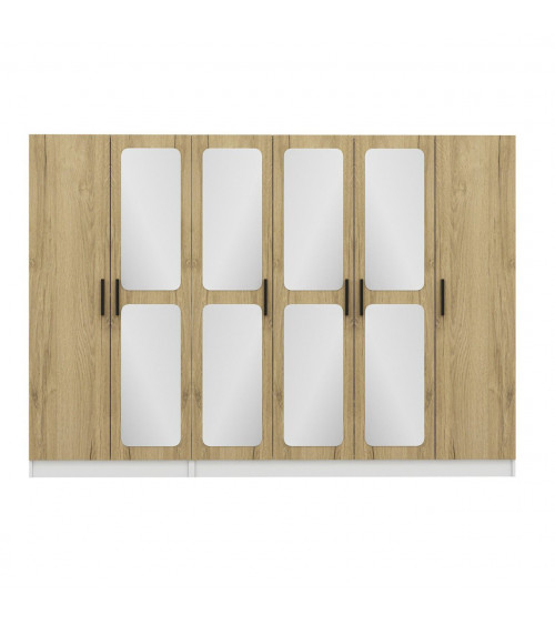 Armoire Miroir 6 Portes Noyer Pera 270 x 52 x 190