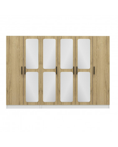 Armoire Miroir 6 Portes Noyer Pera 270 x 52 x 190