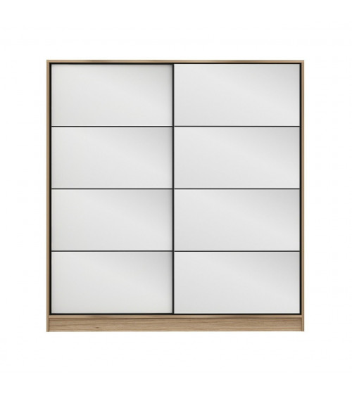 Armoire Coulissante Miroir 2 Portes Dore Kale 190 x 60 x 180