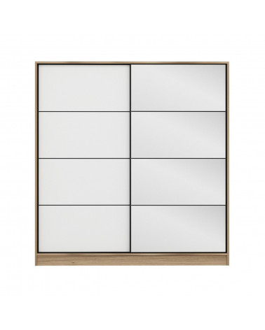 Armoire Coulissante Miroir 2 Portes Dore Blanc 190 x 60 x 180