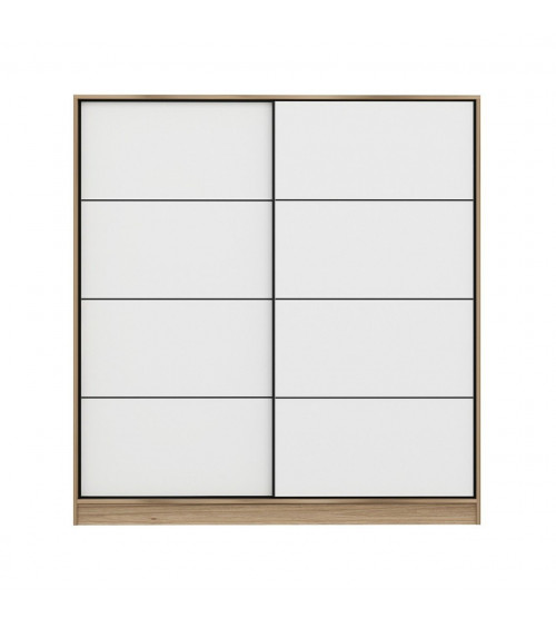 Armoire Coulissante 2 Portes Dore Blanc 190 x 60 x 180