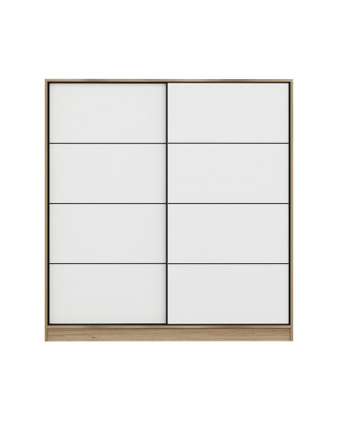 Armoire Coulissante 2 Portes Dore Blanc 190 x 60 x 180