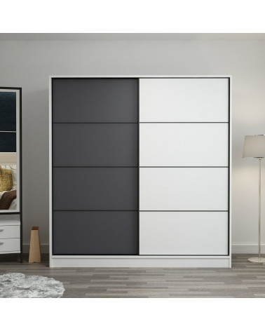 Armoire Coulissante 2 Portes Blanc Anthracite 190 x 60 x 180