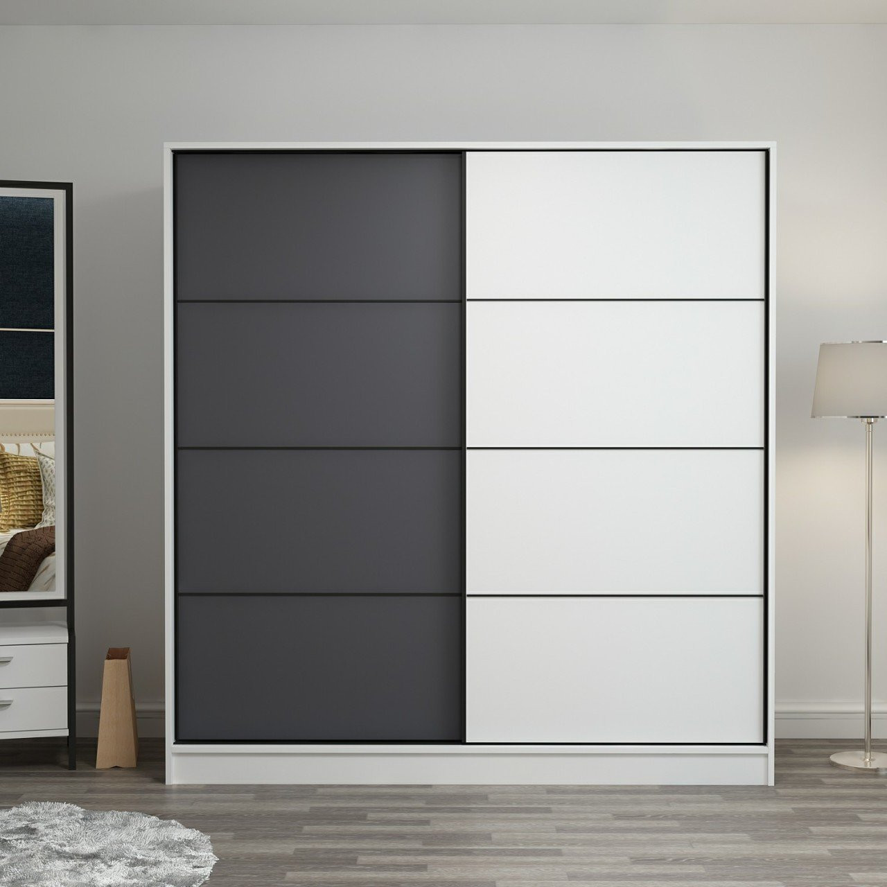 But - Armoire 2 portes coulissantes 2 portes battantes L.200 cm