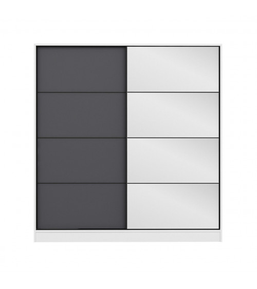 Armoire Coulissante Miroir 2 Portes Blanc Anthracite 190 x 60 x 180