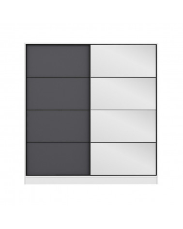 Armoire Coulissante Miroir 2 Portes Blanc Anthracite 190 x 60 x 180