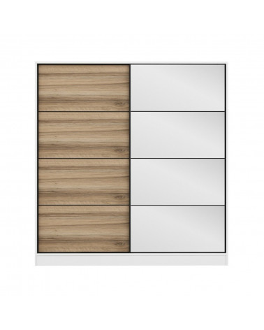 Armoire Coulissante Miroir 2 Portes Blanc Dore 190 x 60 x 180