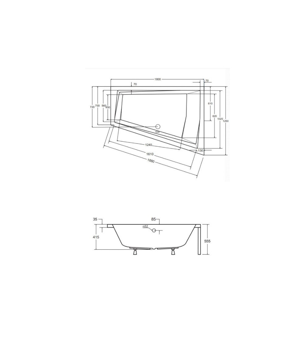 Baignoire d'angle Droit ULTIMA DUO 170 ou 180 cm ultra-slim Baignoire d'angle Droit ULTIMA DUO 170 ou 180 cm ultra-slim
