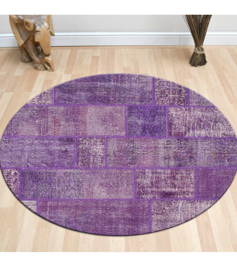 Tapis Patchwork Violet 120 x 120 cm
