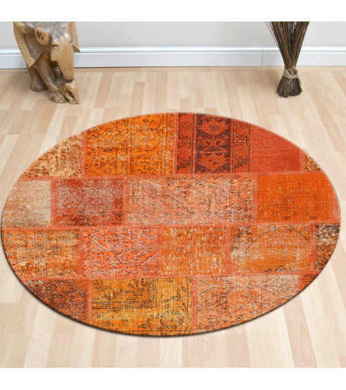 Tapis Patchwork Orange 120 x 120 cm