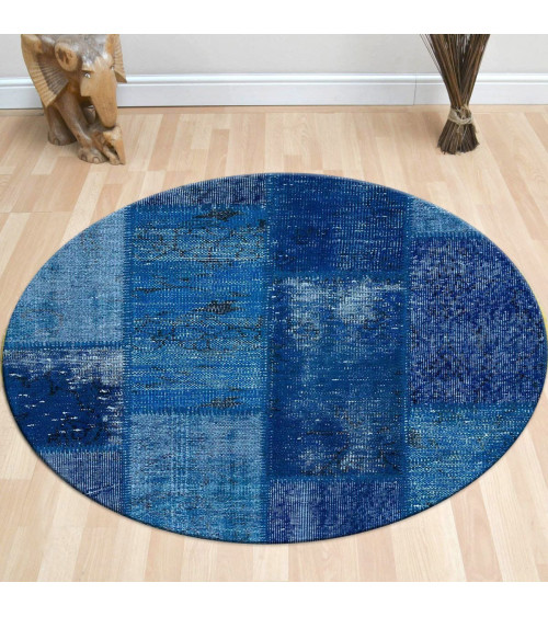 Tapis Patchwork Bleu 120 x 120 cm