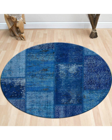 Tapis Patchwork Bleu 120 x 120 cm