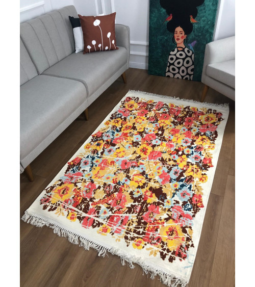 Tapis vinyle salon rayures asymétriques style scandinave - TenStickers