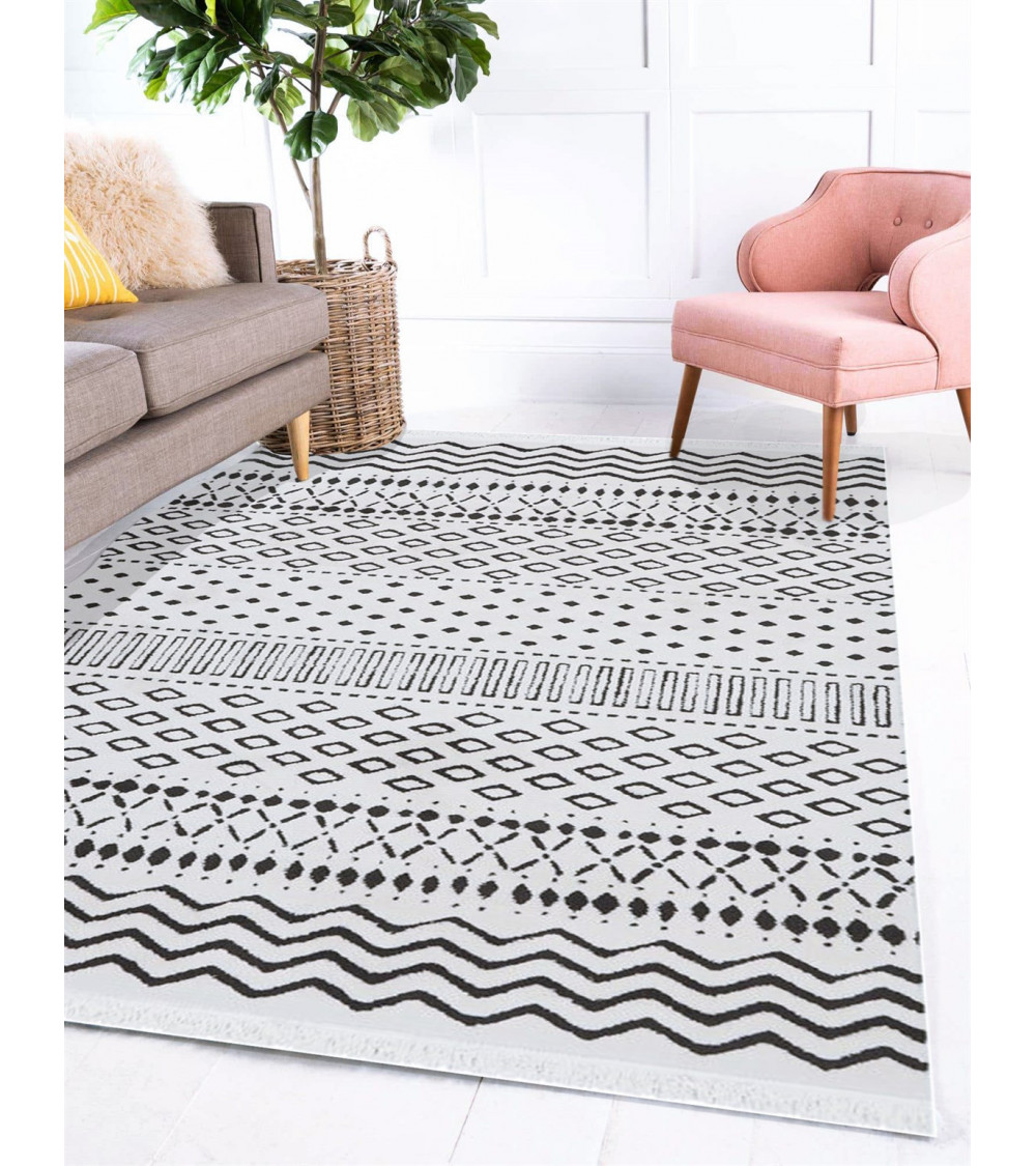 Tao scandi tapis de salon - 120 x 170 cm - polypropylene - noir