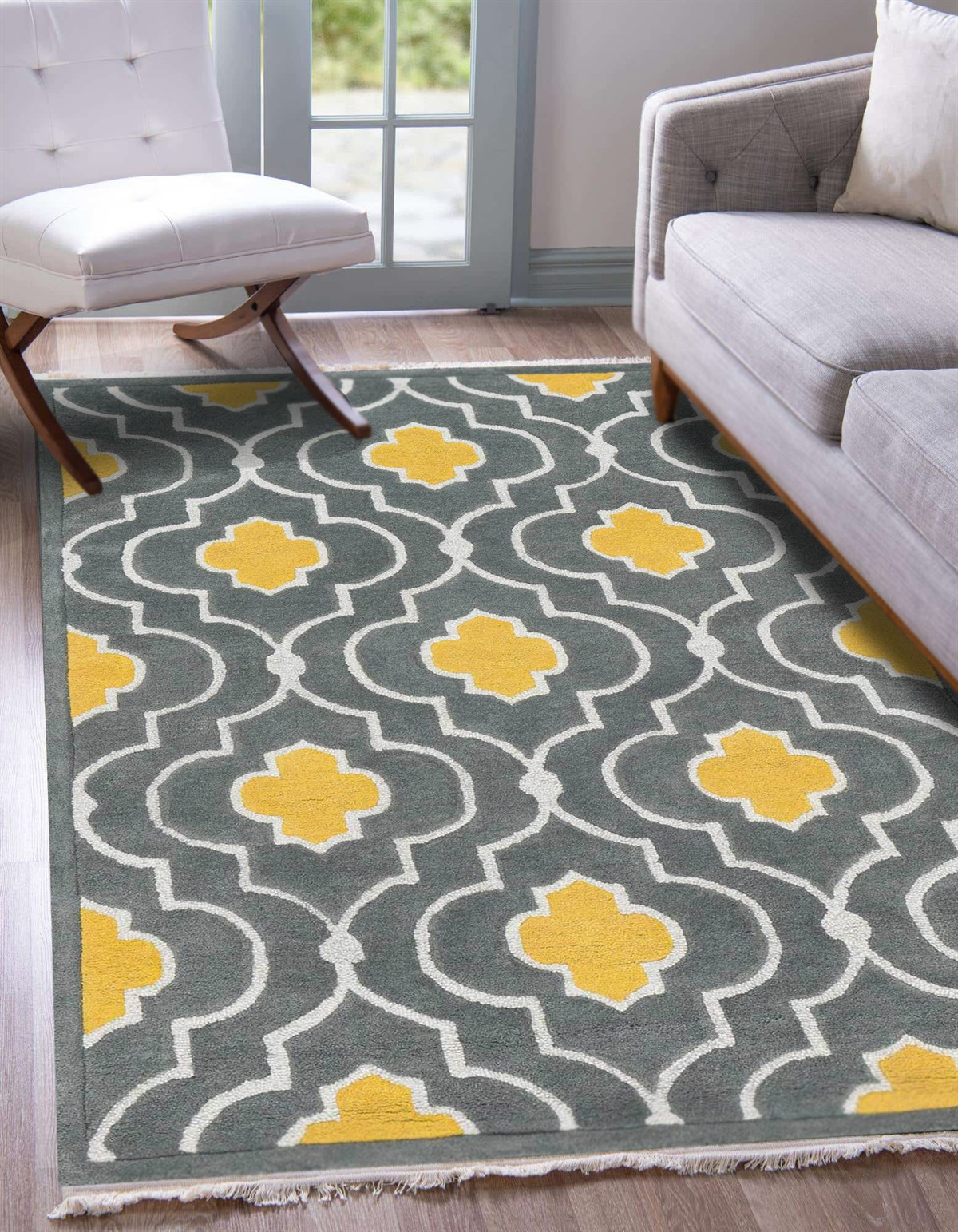 Alfombra moderna alfombra salón diseño cuadros oro amarillo gris rojo azul