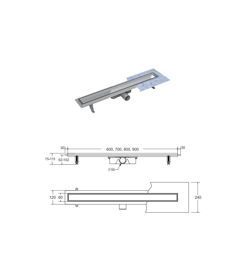 Caniveau de Douche linéaire DUO 70 cm
