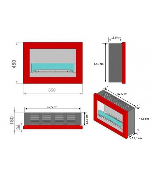 Chéminée bio-éthanol TREVISO 2.5 kw en plusieurs couleurs