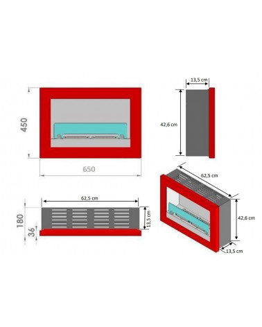 Chéminée bio-éthanol TREVISO 2.5 kw en plusieurs couleurs