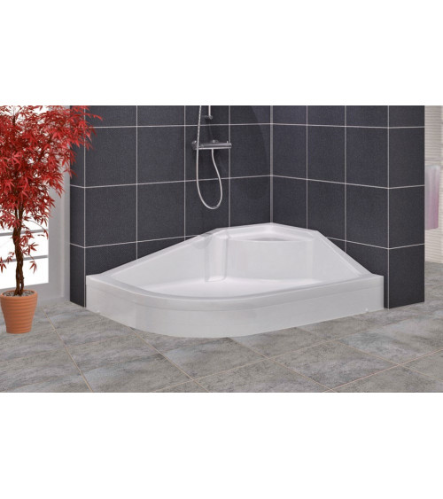 Receveur de douche asymetrique avec assise STERN angle droit en plusieurs dimensions