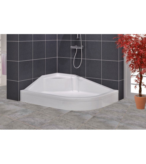 Receveur de douche asymetrique avec assise STERN angle gauche en plusieurs dimensions