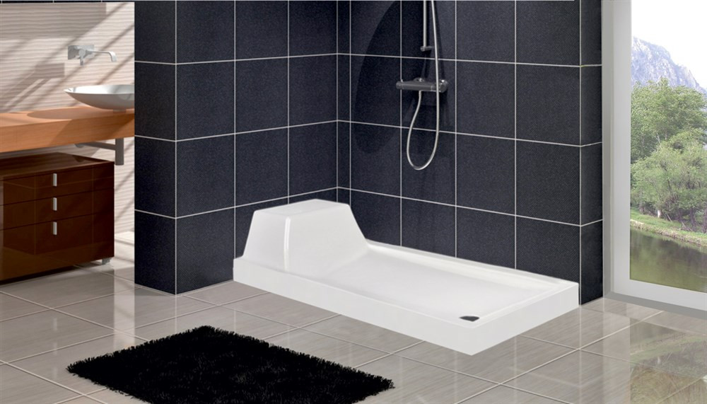 Plato de ducha rectangular con asiento NONAC en varias dimensiones