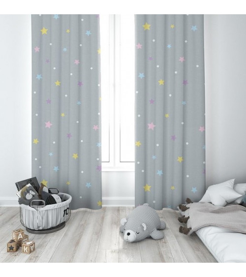 Rideau étoiles colorées simple ou double voilage