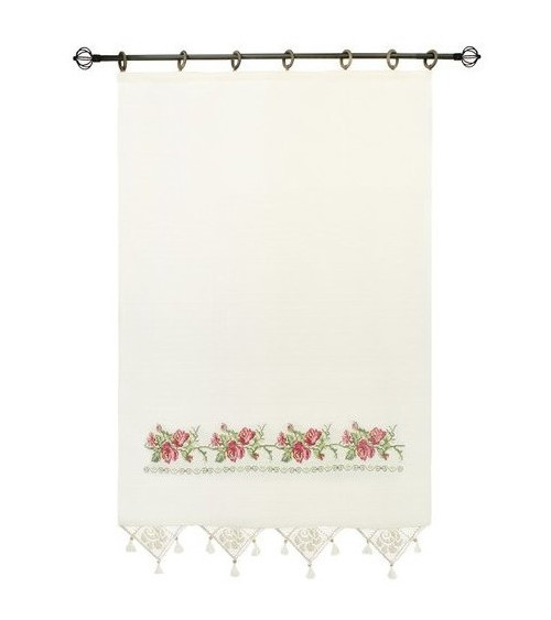 Rideau en coton simple voilage VINTAGE rose naturel en plusieurs dimensions