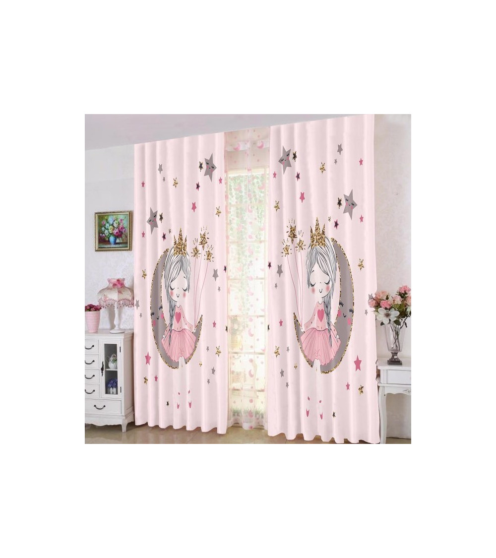 Cortina simple estrellas de colores para habitación infantil