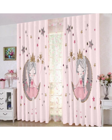 Cortina simple estrellas de colores para habitación infantil