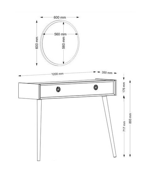 Console MIROIR NADYA BLANC-NOYER 120 x 35 x 90