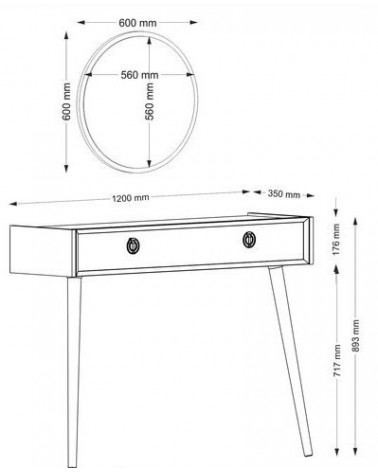 Console MIROIR NADYA BLANC-NOYER 120 x 35 x 90