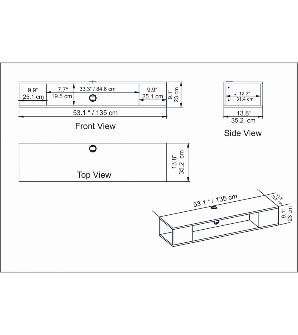 Meuble TV suspendu PETI noyer 135 cm Meuble TV suspendu PETI noyer 135 cm