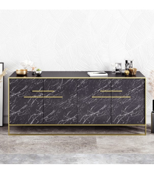 Buffet POLKA noir et doré 180 cm