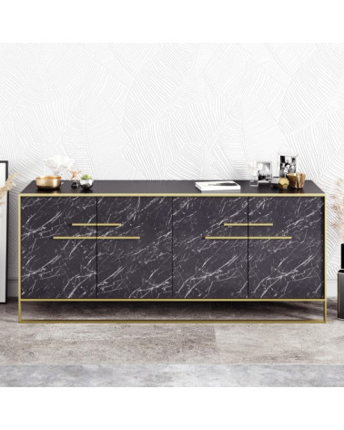 Buffet POLKA noir et doré 180 cm