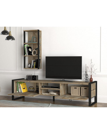 Conjunto mueble TV METAL NOYER nogal 180 cm
