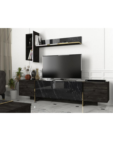 Ensemble meuble TV VEYRON marbre noir