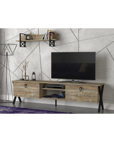 Conjunto mueble TV VEYRON mármol negro