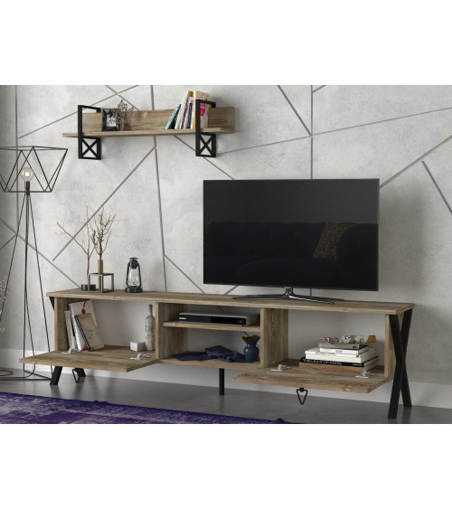 Conjunto mueble TV VEYRON mármol negro