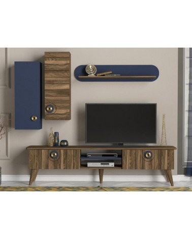 Conjunto mueble TV NATURE blanco y nogal 120 cm