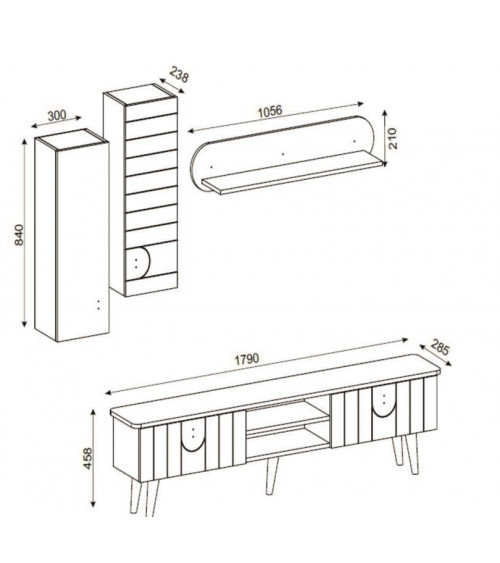 Conjunto mueble TV NATURE blanco y nogal 120 cm