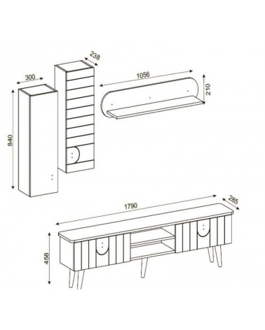 Conjunto mueble TV NATURE blanco y nogal 120 cm