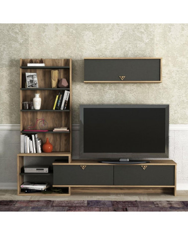 Conjunto mueble TV MARE nogal y azul 179 cm