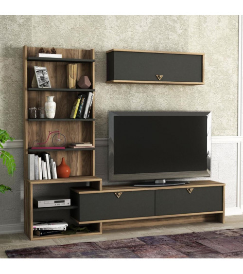 Conjunto mueble TV MARE nogal y azul 179 cm